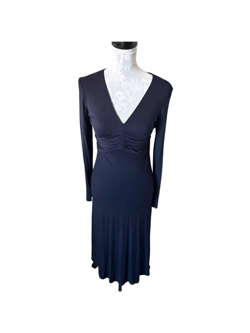 BODEN Dress Womens Navy Blue Long Sleeve V Neck Size 4 Regular